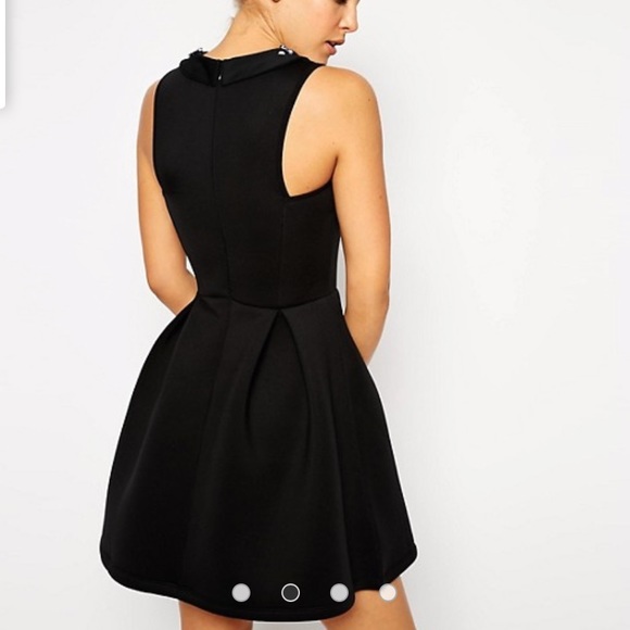 ASOS PREMIUM Black Embellished Collar Dress - Picture 3 of 4